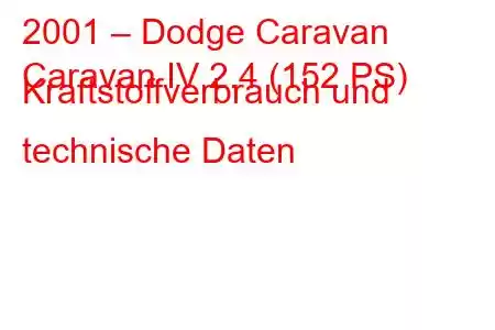 2001 – Dodge Caravan
Caravan IV 2.4 (152 PS) Kraftstoffverbrauch und technische Daten