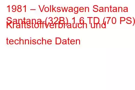 1981 – Volkswagen Santana
Santana (32B) 1.6 TD (70 PS) Kraftstoffverbrauch und technische Daten