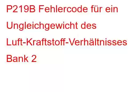 P219B Fehlercode für ein Ungleichgewicht des Luft-Kraftstoff-Verhältnisses Bank 2