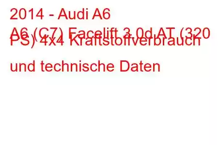 2014 - Audi A6
A6 (C7) Facelift 3.0d AT (320 PS) 4x4 Kraftstoffverbrauch und technische Daten