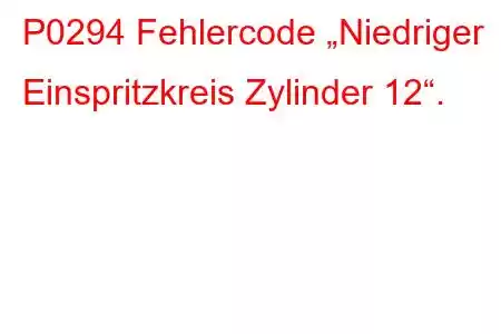 P0294 Fehlercode „Niedriger Einspritzkreis Zylinder 12“.