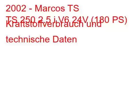 2002 - Marcos TS
TS 250 2.5 i V6 24V (180 PS) Kraftstoffverbrauch und technische Daten