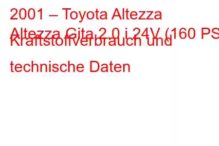 2001 – Toyota Altezza
Altezza Gita 2.0 i 24V (160 PS) Kraftstoffverbrauch und technische Daten