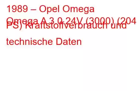 1989 – Opel Omega
Omega A 3.0 24V (3000) (204 PS) Kraftstoffverbrauch und technische Daten