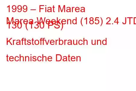 1999 – Fiat Marea
Marea Weekend (185) 2.4 JTD 130 (130 PS) Kraftstoffverbrauch und technische Daten