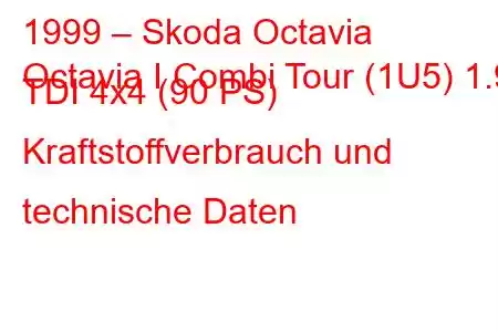 1999 – Skoda Octavia
Octavia I Combi Tour (1U5) 1.9 TDI 4x4 (90 PS) Kraftstoffverbrauch und technische Daten