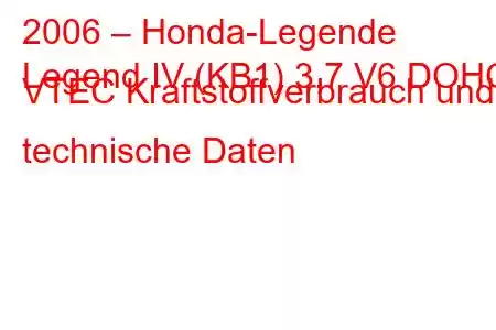 2006 – Honda-Legende
Legend IV (KB1) 3,7 V6 DOHC VTEC Kraftstoffverbrauch und technische Daten