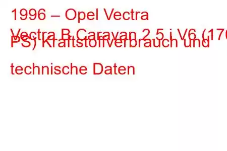 1996 – Opel Vectra
Vectra B Caravan 2.5 i V6 (170 PS) Kraftstoffverbrauch und technische Daten