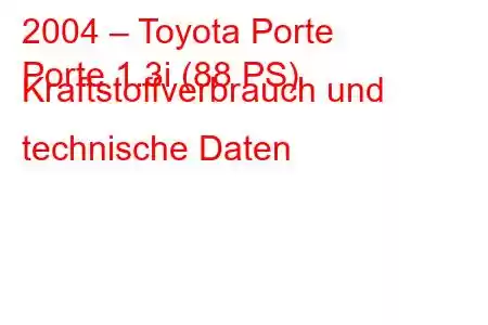 2004 – Toyota Porte
Porte 1.3i (88 PS) Kraftstoffverbrauch und technische Daten