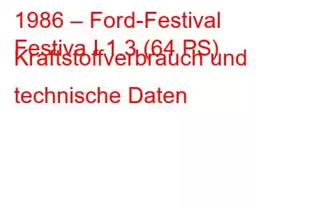 1986 – Ford-Festival
Festiva I 1.3 (64 PS) Kraftstoffverbrauch und technische Daten