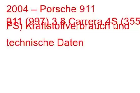 2004 – Porsche 911
911 (997) 3.8 Carrera 4S (355 PS) Kraftstoffverbrauch und technische Daten