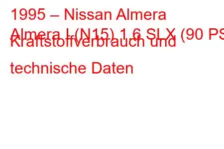 1995 – Nissan Almera
Almera I (N15) 1.6 SLX (90 PS) Kraftstoffverbrauch und technische Daten