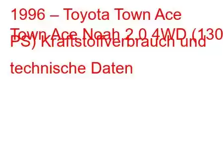 1996 – Toyota Town Ace
Town Ace Noah 2.0 4WD (130 PS) Kraftstoffverbrauch und technische Daten