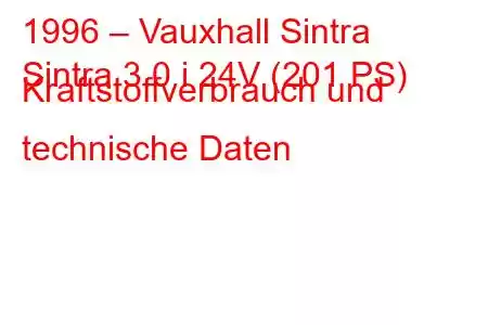 1996 – Vauxhall Sintra
Sintra 3.0 i 24V (201 PS) Kraftstoffverbrauch und technische Daten