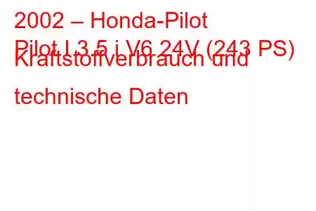 2002 – Honda-Pilot
Pilot I 3.5 i V6 24V (243 PS) Kraftstoffverbrauch und technische Daten