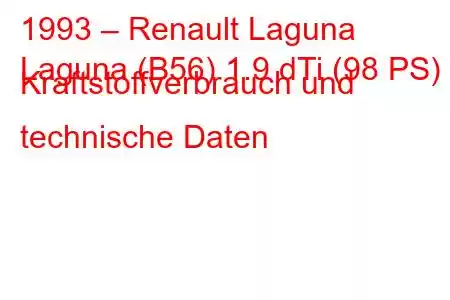 1993 – Renault Laguna
Laguna (B56) 1.9 dTi (98 PS) Kraftstoffverbrauch und technische Daten