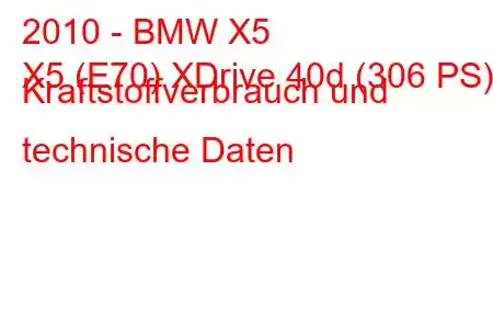 2010 - BMW X5
X5 (E70) XDrive 40d (306 PS) Kraftstoffverbrauch und technische Daten