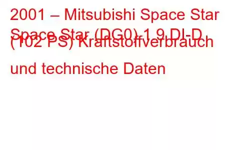 2001 – Mitsubishi Space Star
Space Star (DG0) 1.9 DI-D (102 PS) Kraftstoffverbrauch und technische Daten