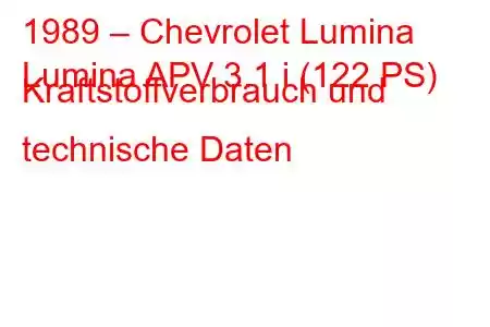 1989 – Chevrolet Lumina
Lumina APV 3.1 i (122 PS) Kraftstoffverbrauch und technische Daten