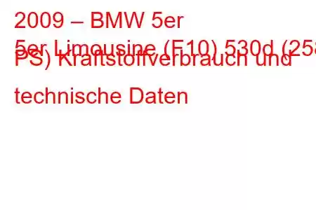 2009 – BMW 5er
5er Limousine (F10) 530d (258 PS) Kraftstoffverbrauch und technische Daten