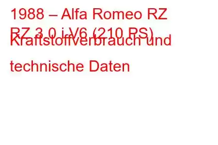 1988 – Alfa Romeo RZ
RZ 3.0 i V6 (210 PS) Kraftstoffverbrauch und technische Daten