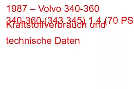 1987 – Volvo 340-360
340-360 (343.345) 1,4 (70 PS) Kraftstoffverbrauch und technische Daten