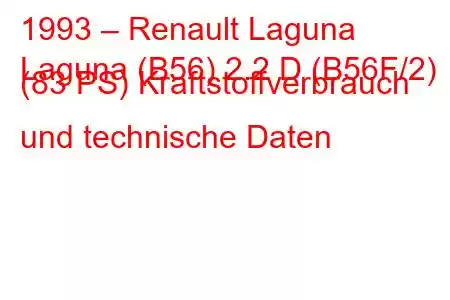 1993 – Renault Laguna
Laguna (B56) 2.2 D (B56F/2) (83 PS) Kraftstoffverbrauch und technische Daten