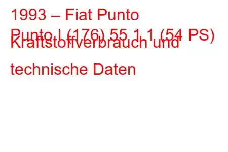 1993 – Fiat Punto
Punto I (176) 55 1.1 (54 PS) Kraftstoffverbrauch und technische Daten