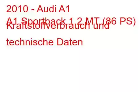 2010 - Audi A1
A1 Sportback 1.2 MT (86 PS) Kraftstoffverbrauch und technische Daten