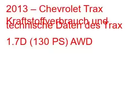 2013 – Chevrolet Trax
Kraftstoffverbrauch und technische Daten des Trax 1.7D (130 PS) AWD