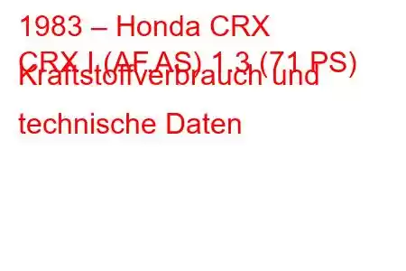 1983 – Honda CRX
CRX I (AF,AS) 1.3 (71 PS) Kraftstoffverbrauch und technische Daten