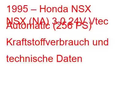 1995 – Honda NSX
NSX (NA) 3.0 24V Vtec Automatic (256 PS) Kraftstoffverbrauch und technische Daten