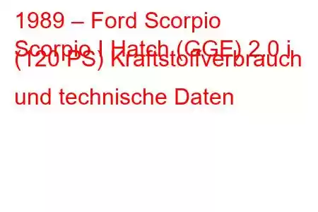 1989 – Ford Scorpio
Scorpio I Hatch (GGE) 2.0 i (120 PS) Kraftstoffverbrauch und technische Daten