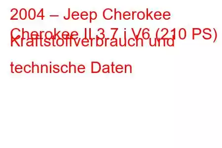 2004 – Jeep Cherokee
Cherokee II 3.7 i V6 (210 PS) Kraftstoffverbrauch und technische Daten