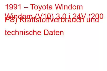 1991 – Toyota Windom
Windom (V10) 3.0 i 24V (200 PS) Kraftstoffverbrauch und technische Daten