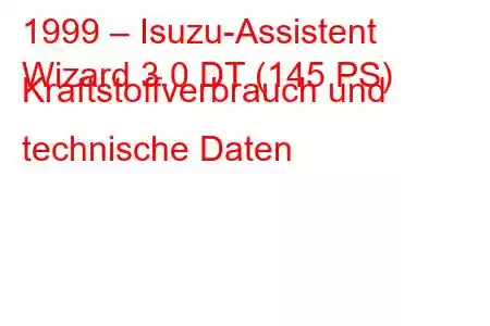 1999 – Isuzu-Assistent
Wizard 3.0 DT (145 PS) Kraftstoffverbrauch und technische Daten