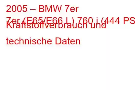 2005 – BMW 7er
7er (E65/E66 L) 760 i (444 PS) Kraftstoffverbrauch und technische Daten