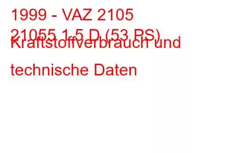 1999 - VAZ 2105
21055 1,5 D (53 PS) Kraftstoffverbrauch und technische Daten