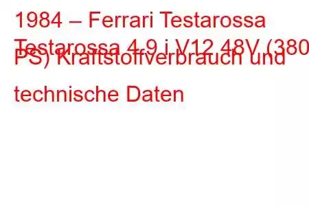 1984 – Ferrari Testarossa
Testarossa 4.9 i V12 48V (380 PS) Kraftstoffverbrauch und technische Daten