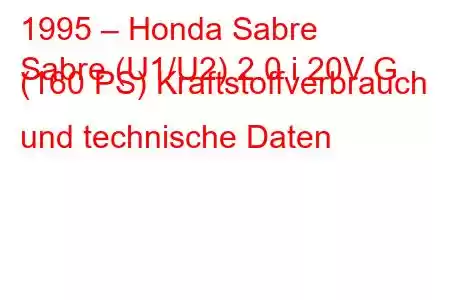 1995 – Honda Sabre
Sabre (U1/U2) 2.0 i 20V G (160 PS) Kraftstoffverbrauch und technische Daten