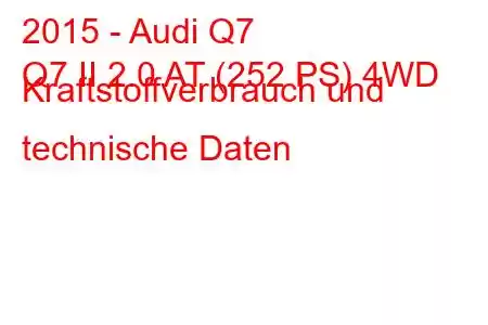 2015 - Audi Q7
Q7 II 2.0 AT (252 PS) 4WD Kraftstoffverbrauch und technische Daten