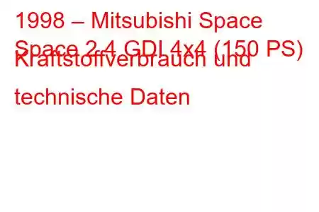 1998 – Mitsubishi Space
Space 2.4 GDI 4x4 (150 PS) Kraftstoffverbrauch und technische Daten