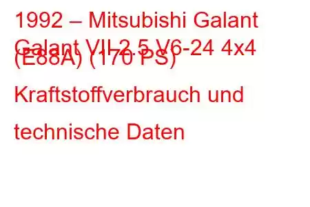 1992 – Mitsubishi Galant
Galant VII 2.5 V6-24 4x4 (E88A) (170 PS) Kraftstoffverbrauch und technische Daten