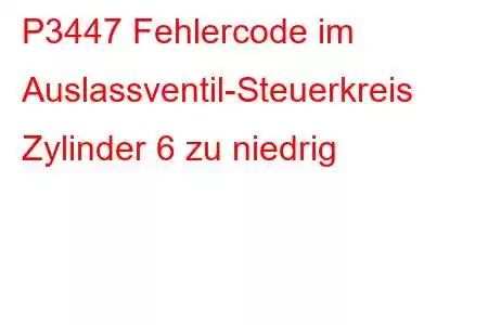 P3447 Fehlercode im Auslassventil-Steuerkreis Zylinder 6 zu niedrig