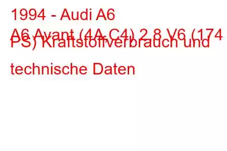 1994 - Audi A6
A6 Avant (4A,C4) 2,8 V6 (174 PS) Kraftstoffverbrauch und technische Daten