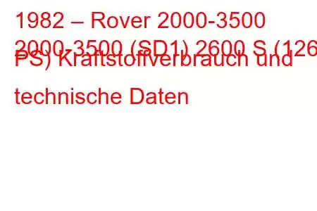 1982 – Rover 2000-3500
2000-3500 (SD1) 2600 S (126 PS) Kraftstoffverbrauch und technische Daten