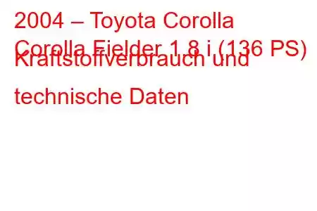 2004 – Toyota Corolla
Corolla Fielder 1.8 i (136 PS) Kraftstoffverbrauch und technische Daten