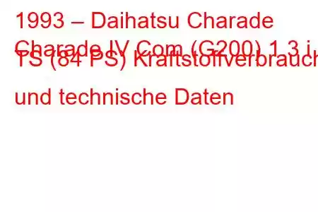 1993 – Daihatsu Charade
Charade IV Com (G200) 1.3 i TS (84 PS) Kraftstoffverbrauch und technische Daten