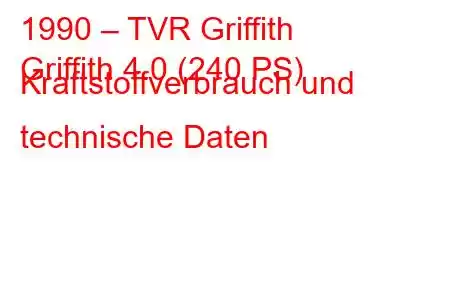 1990 – TVR Griffith
Griffith 4.0 (240 PS) Kraftstoffverbrauch und technische Daten