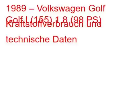 1989 – Volkswagen Golf
Golf I (155) 1,8 (98 PS) Kraftstoffverbrauch und technische Daten